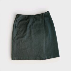 Michele VINTAGE 100% Wool Skirt Sz L Solid Lined Army Green Classic Office VTG